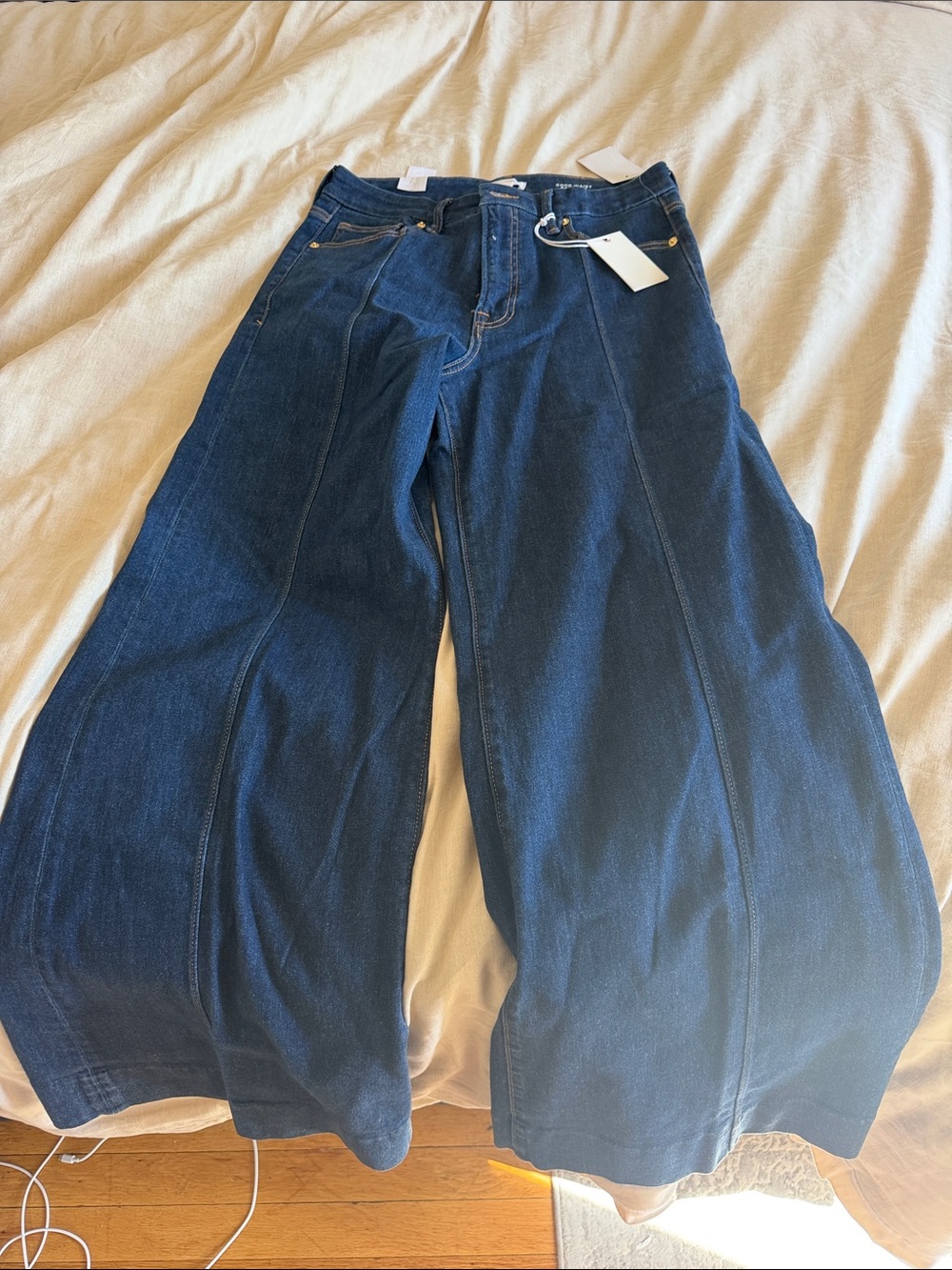 Good American Dark Blue Wide-Leg Jeans